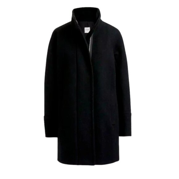NWT JCREW Cocoon Coat Jacket Womens 4 T Tall Black Italian Stadium Cloth Wool - Picture 1 of 10